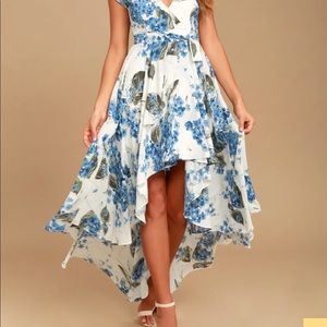 Lulu’s White Floral Print High-Low Dress